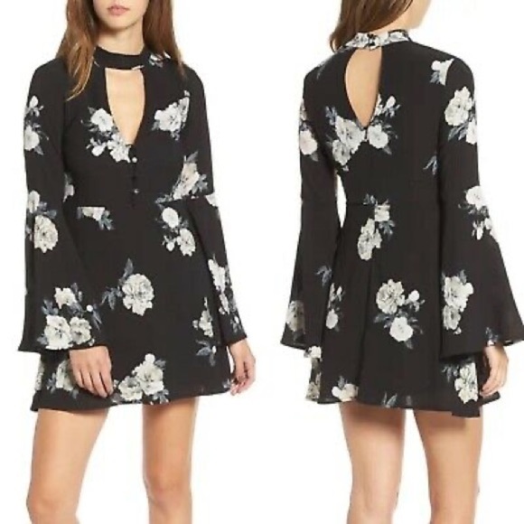 NWT Socialite Harper Floral Flared Sleeve Mini Dress sz XS - Picture 13 of 15